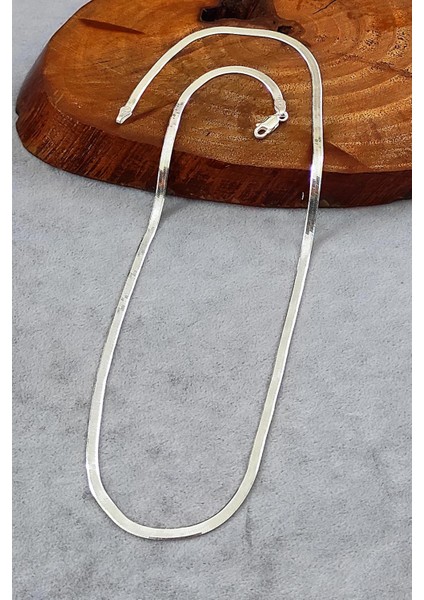 İtalyan Yassı Zincir Kolye Gümüş Ezme Model Kadın Kolye 925 Ayar UC-364