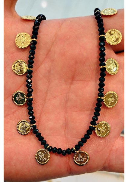 Altın Kolye Taşlı Tuğralı Pullu 14 Ayar Altın Bayan Kolyesi AL-01 fiyatları