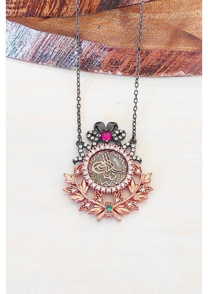 Osmanlı Tuğralı Otantik Gümüş Kadın Kolyesi 925 Ayar Gümüş Kolye UC-420