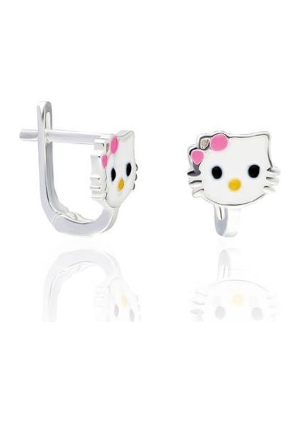Çocuk Küpesi Mineli Klipsli Kedi Modeli Çocuk Küpe KUPE-417