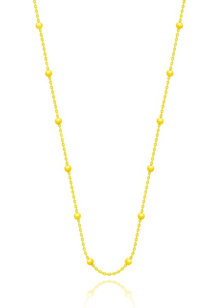 Gümüş Top Top Zincirli Kolye Yaldızlı Gümüş Kadın Kolye 925 Ayar UC-272