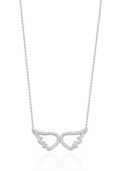 Melek Kanadı Gümüş Kolye Taşlı 925 Ayar Kadın Kolyesi Modeli UC-205