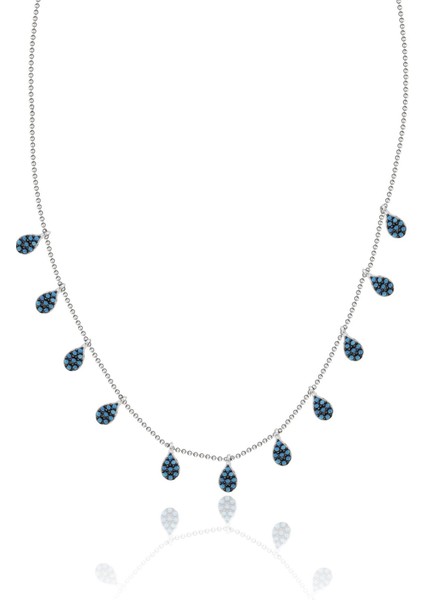 Nano Taşlı 925 Ayar Gümüş Kadın Kolyesi Damla Modeli UC-206