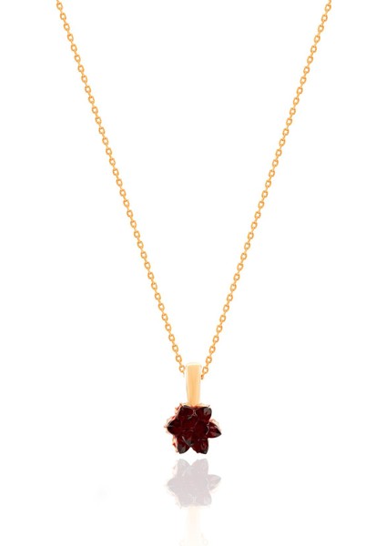 Yakut Taşlı Lotus Çiçeği Kolye Rose Gümüş Kadın Kolye UC-446