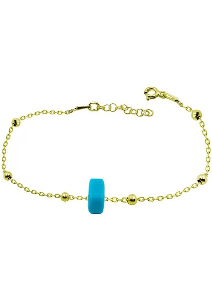 Gümüş Bileklik Top Top Zincirli Boncuklu Kadın Gümüş Künye BLK-269