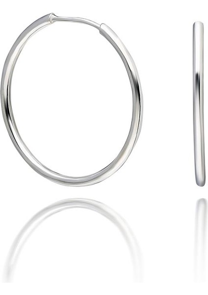 Kadın Gümüş Halka Küpe 20 mm Halka Küpe 925 Ayar KUPE-201
