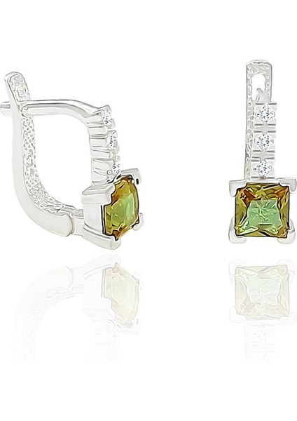 Renk Değiştiren Zultanit Taşlı Gümüş Küpe Klipsli Kadın Küpesi KUPE-228