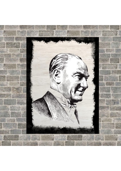 Atatürk Resmi Baskılı Ahşap Tablo