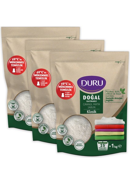 Doğal Granül Matik Sabun Klasik 3 x 1 kg