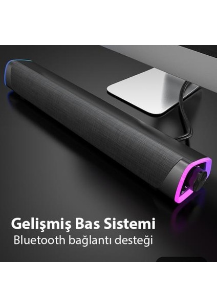 Rgb Işıklı Bluetooth Soundbar Bluetooth Hoparlör Subwoofer Tv Bilgisayar Ses Sistemi Çift Hoparlör