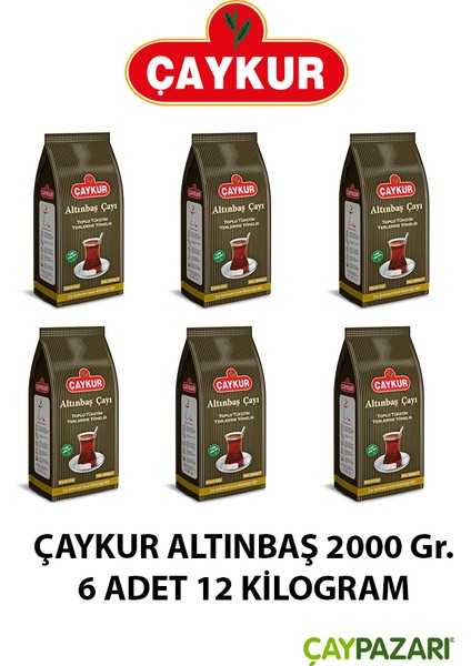 Altınbaş Siyah Çay 2000 gr x 6 Adet 12 Kilogram Kaliteli Doğal Yaprak Çay
