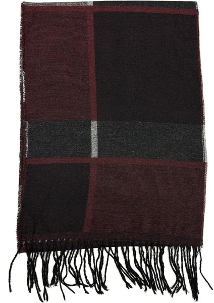 Bordo - Siyah Ekose Desen Erkek Kaşkol K562 fiyatları