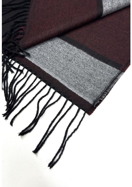 Bordo - Siyah Ekose Desen Erkek Kaşkol K562 modelleri