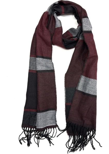 Bordo - Siyah Ekose Desen Erkek Kaşkol K562 fırsatları