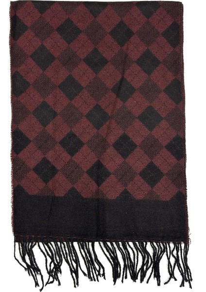 Bordo - Siyah Ekose Desen Erkek Kaşkol K491 fiyatları