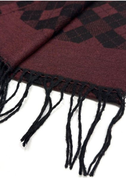 Bordo - Siyah Ekose Desen Erkek Kaşkol K491 modelleri