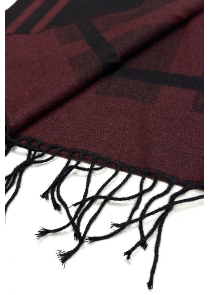 Bordo - Siyah Ekose Desen Erkek Kaşkol K493 modelleri