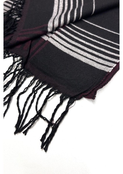 Bordo - Siyah Ekose Desen Erkek Kaşkol K546 modelleri