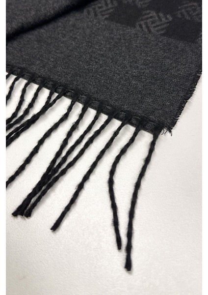 Füme - Siyah Motif Desen Erkek Kaşkol K538 modelleri