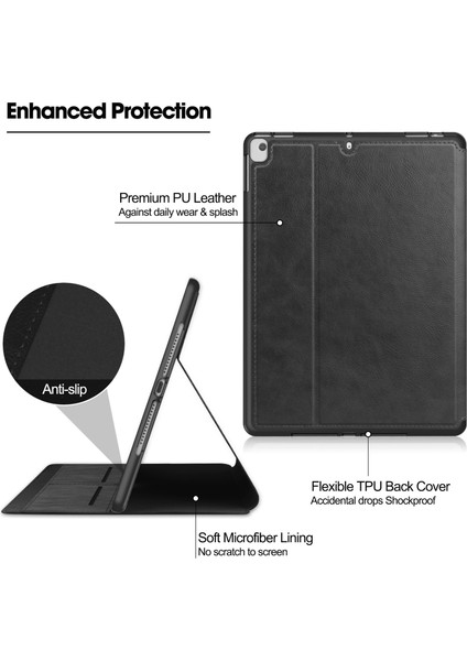 iPad 9th/8th/7th Folio Kılıf Çok Açılı Standlı Ince Hafif Koruyucu Kapak (Yurt Dışından)