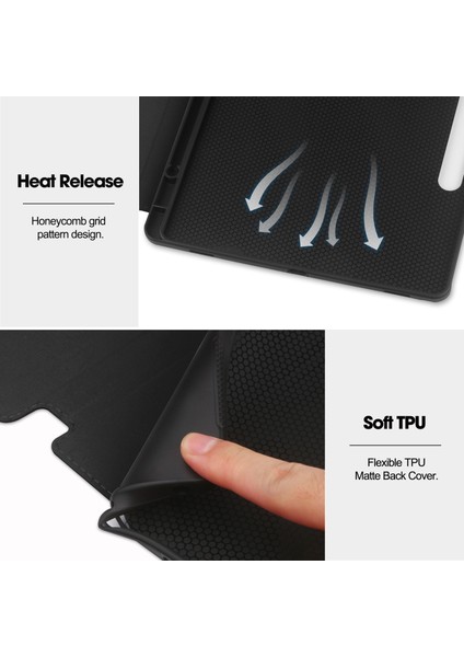 Samsung Galaxy Tab S9 Fe Plus Folio Kılıf Çok Açılı Standlı Ince Hafif Koruyucu Kapak (Yurt Dışından)