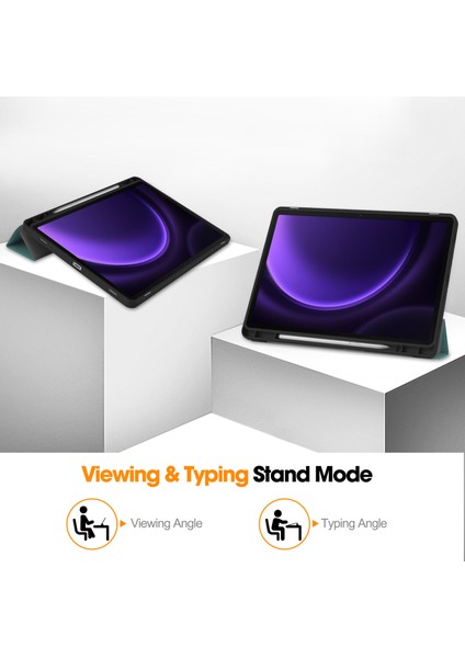 Samsung Galaxy Tab S9 Fe Folio Kılıf Çok Açılı Standlı Ince Hafif Koruyucu Kapak (Yurt Dışından)
