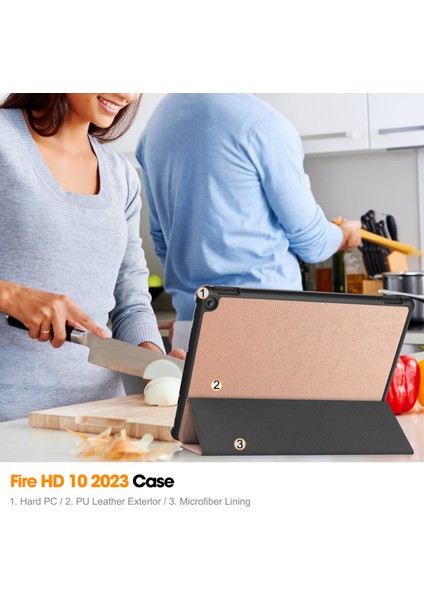 Fire Hd 10 2023 Folio Kılıf Çok Açılı Standlı Ince Hafif Koruyucu Kapak (Yurt Dışından)