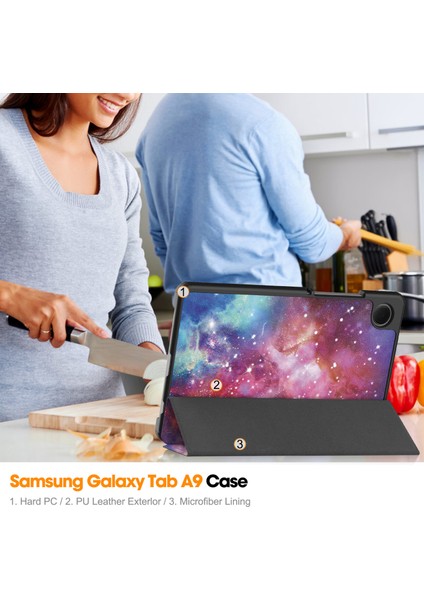 Samsung Galaxy Tab A9 2023 Folio Kılıf Çok Açılı Standlı Ince Hafif Koruyucu Kapak (Yurt Dışından)
