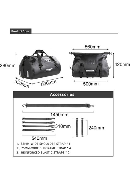 Motosiklet 45L Büyük Kapasiteli Arka Koltuk Çantası - Siyah (Yurt Dışından)