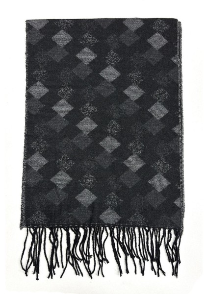 Siyah - Gri Baklava Desen Erkek Kaşkol K497 fiyatları