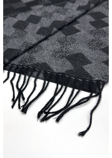 Siyah - Gri Baklava Desen Erkek Kaşkol K497 modelleri