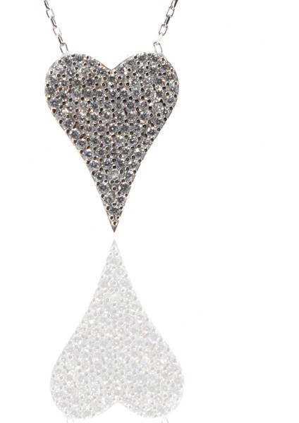 925 Ayar Favori Zirkon Taşlı Dolgulu Kalp Modelli Gümüş Kolye indirimleri