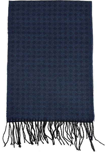 Lacivert Motif Desen Erkek Kaşkol K542