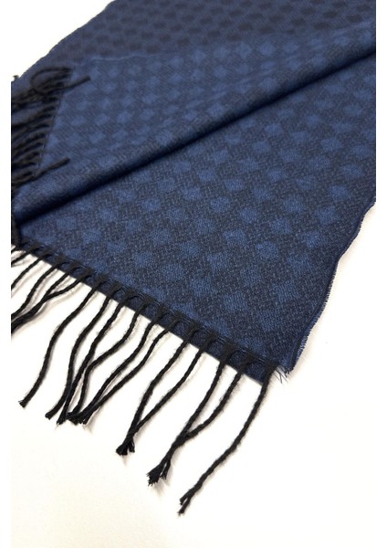 Lacivert Motif Desen Erkek Kaşkol K542