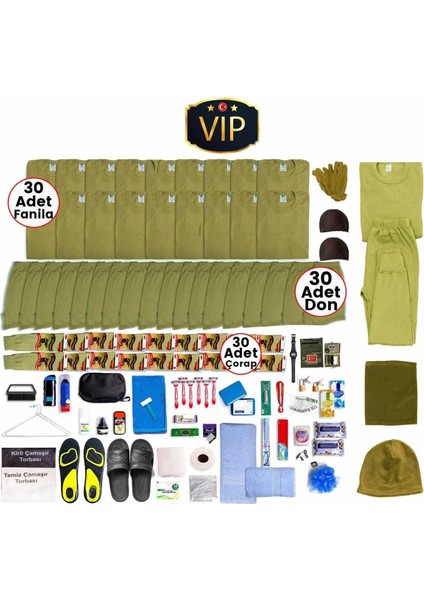 30'lu VIP Yeni Bedelli Kışlık Asker Malzemeleri Seti - Asker Malzemesi
