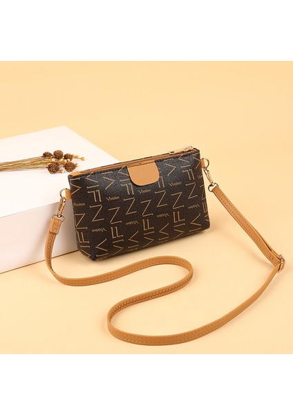 Kontrast Renkli Dijital Baskılı Fermuarlı Çapraz Askılı Küçük Kare Çanta (Yurt Dışından)