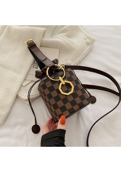 Kadınlar Için Şık ve Çok Yönlü Küçük Çanta Kore Tarzı Modaya Uygun Çizgili Ekose Çapraz Askılı Çanta (Yurt Dışından)