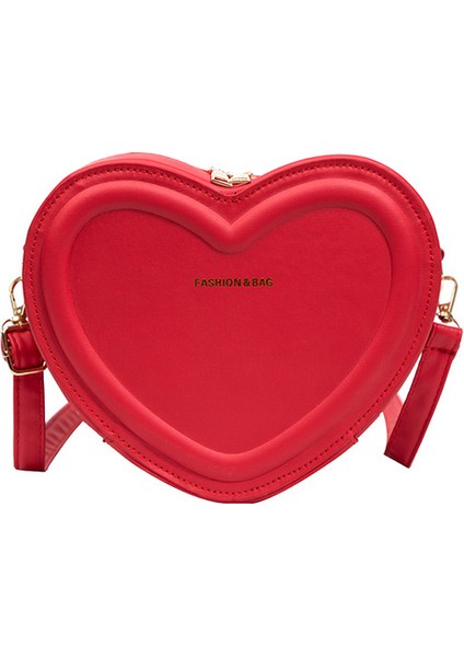 Sevimli Şeftali Kalp Basit Doku Batı Tarzı Omuz Çantası (Yurt Dışından)
