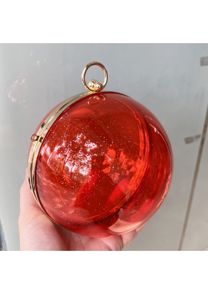 Akşam Yemeği Ziyafet Taşınabilir Şeffaf Akrilik Çanta Reçine El Topu Omuzdan Askili Çanta (Yurt Dışından)