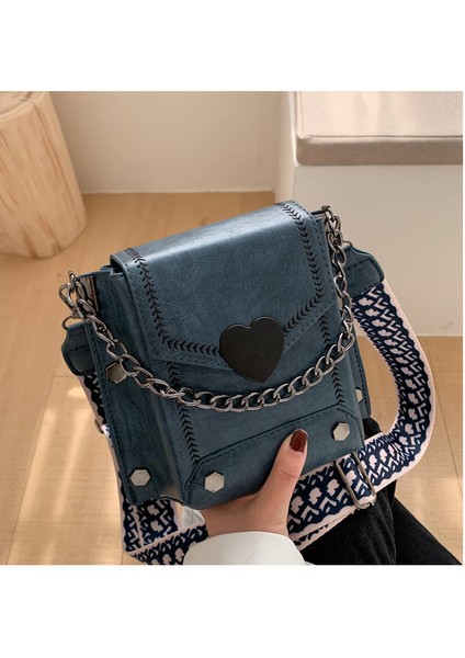 Yağlı Deri Retro Küçük Çanta Çift Katmanlı Büyük Kapasiteli Çapraz Çanta (Yurt Dışından)