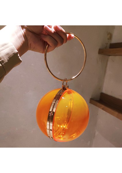 Akşam Yemeği Ziyafet Taşınabilir Şeffaf Akrilik Çanta Reçine El Topu Omuzdan Askili Çanta (Yurt Dışından)