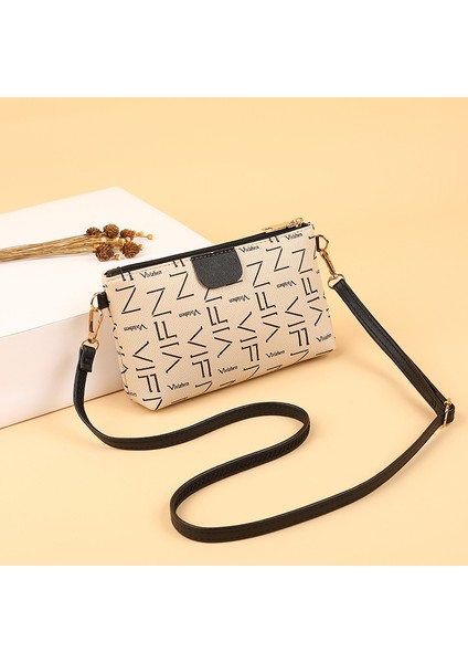 Kontrast Renkli Dijital Baskılı Fermuarlı Çapraz Askılı Küçük Kare Çanta (Yurt Dışından)