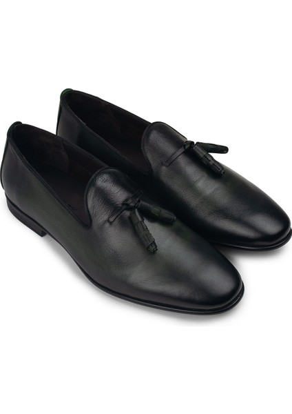 Deri Yeşil Erkek Loafer Ayakkabı - 01702Myslc01