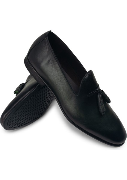 Deri Yeşil Erkek Loafer Ayakkabı - 01702Myslc01