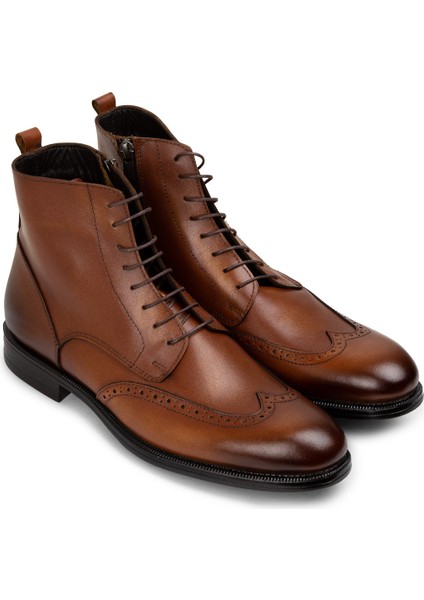 Hakiki Deri Taba Rengi Fermuarlı Erkek Bot - 01973MTBAC01 fiyatları