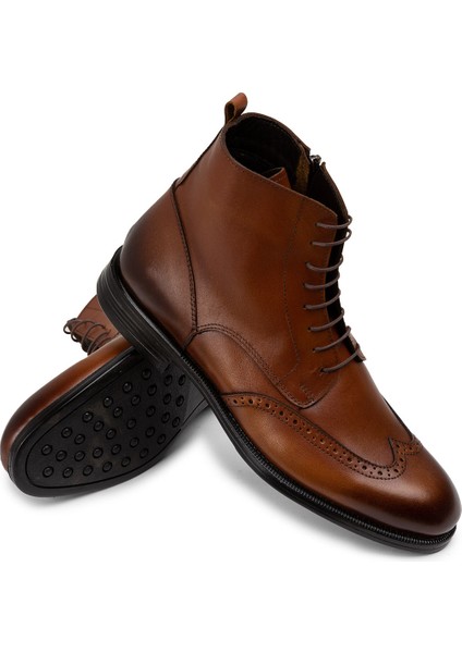 Hakiki Deri Taba Rengi Fermuarlı Erkek Bot - 01973MTBAC01 modelleri