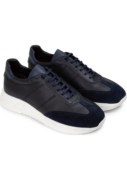 Deri Lacivert Erkek Sneaker Ayakkabı - 01961Mlcvp01