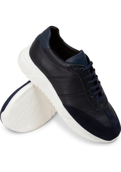 Deri Lacivert Erkek Sneaker Ayakkabı - 01961Mlcvp01