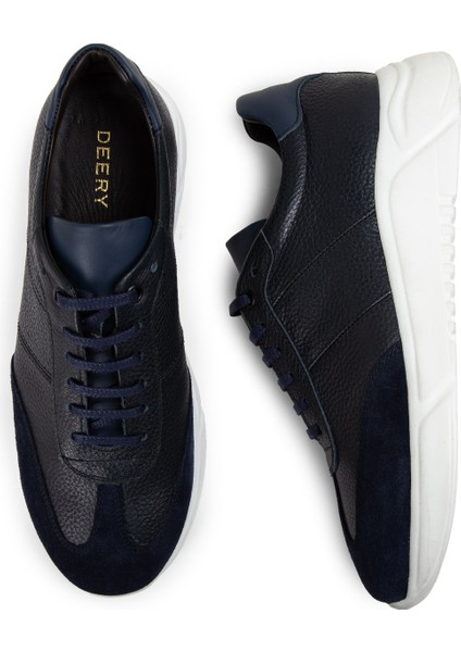 Deri Lacivert Erkek Sneaker Ayakkabı - 01961Mlcvp01