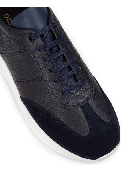 Deri Lacivert Erkek Sneaker Ayakkabı - 01961Mlcvp01